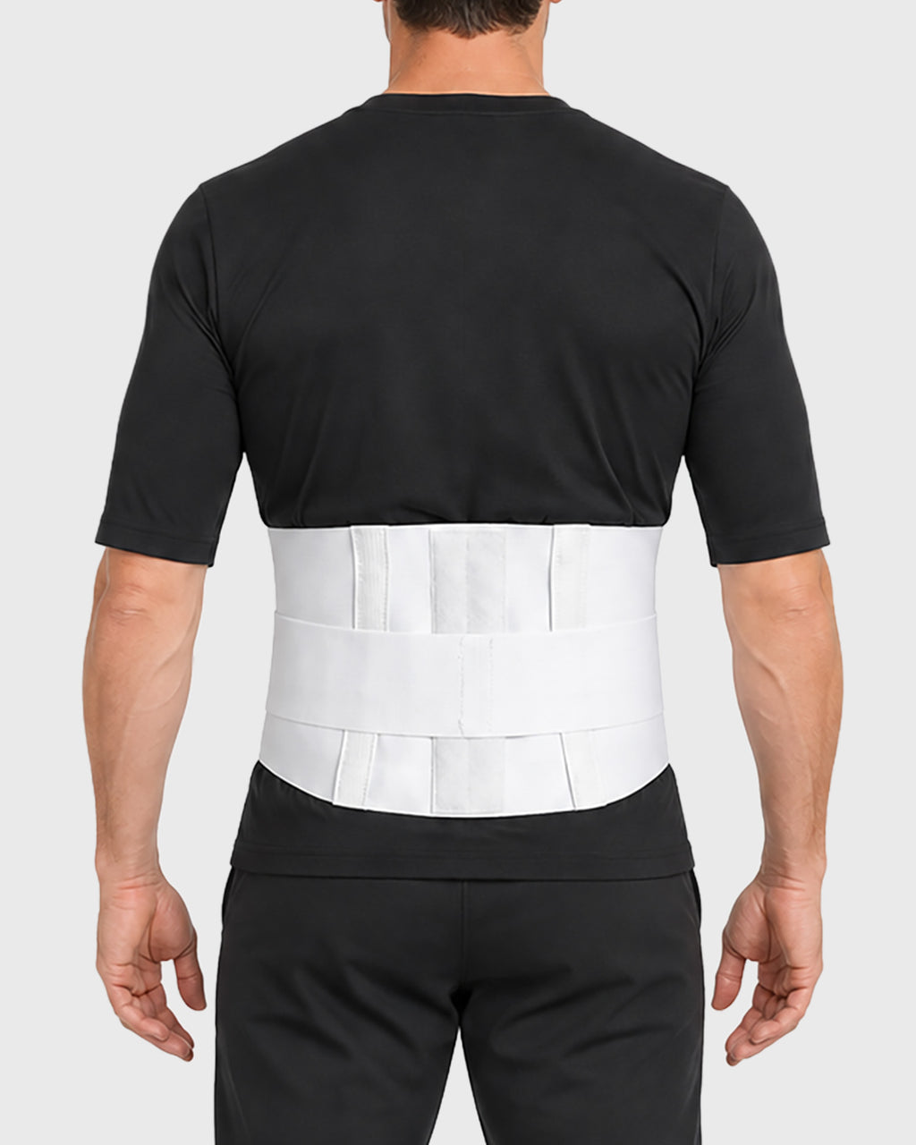 Rear view of 10-inch Elastic Double Pull Back Support for lumbar stabilization 