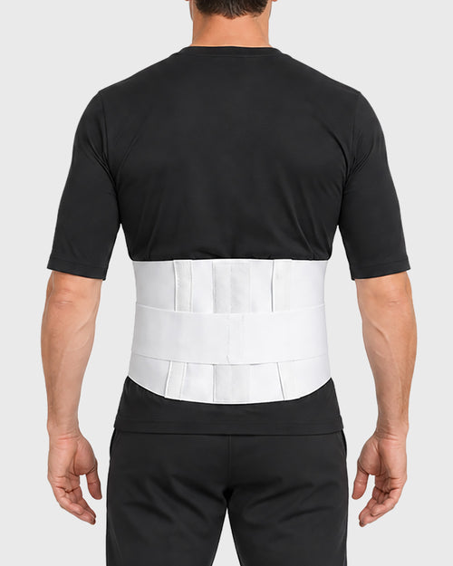 Rear view of 10-inch Elastic Double Pull Back Support for lumbar stabilization 