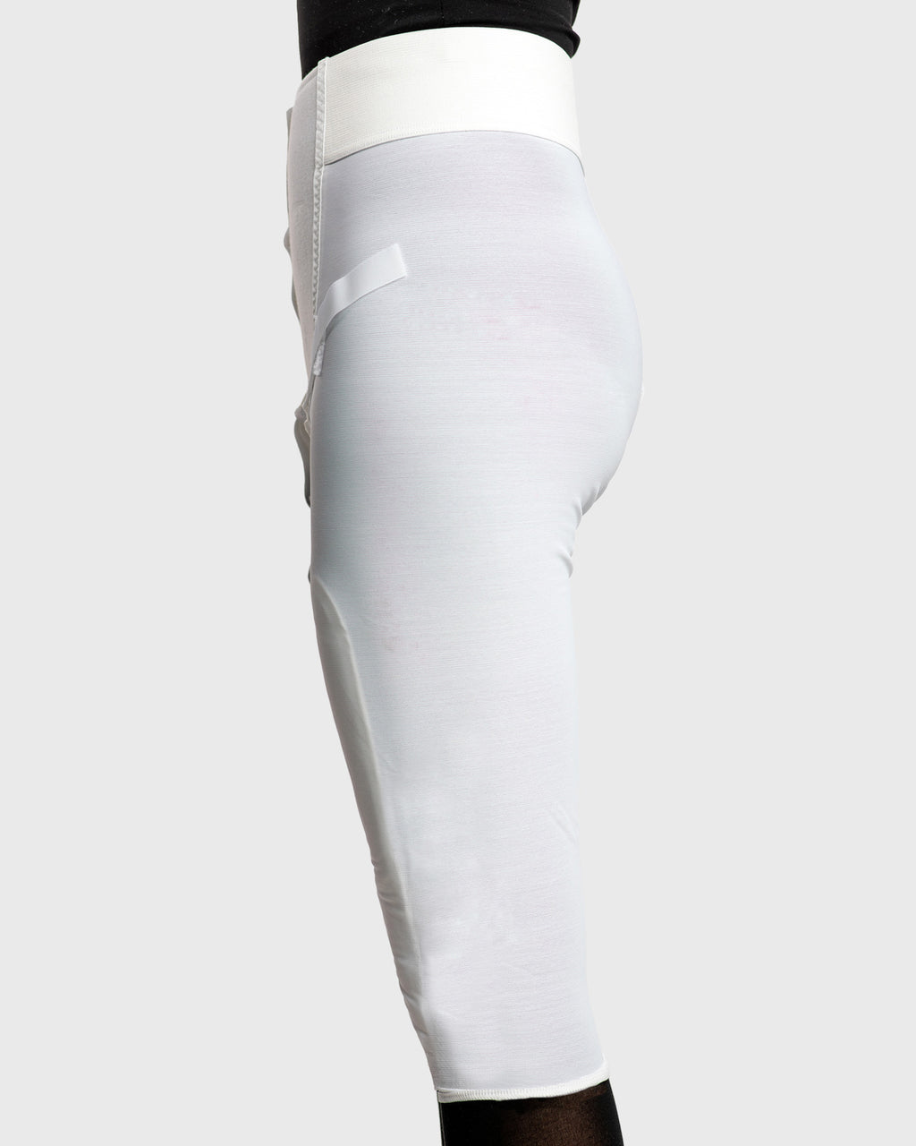Side view of full contact closure compression girdle for post-op support