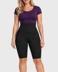 Front view of black above knee 2nd stage compression girdle for post-surgical recovery