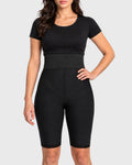 Front view of black high waist above knee 2nd stage compression girdle for post-surgical recovery