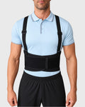 Front view of industrial back support with adjustable suspenders 