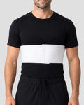 Front view of 6-inch male rib belt with adjustable contact closure for rib injury support and chest compression