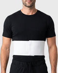 Front view of 6-inch male rib belt with adjustable contact closure for rib injury support and chest compression