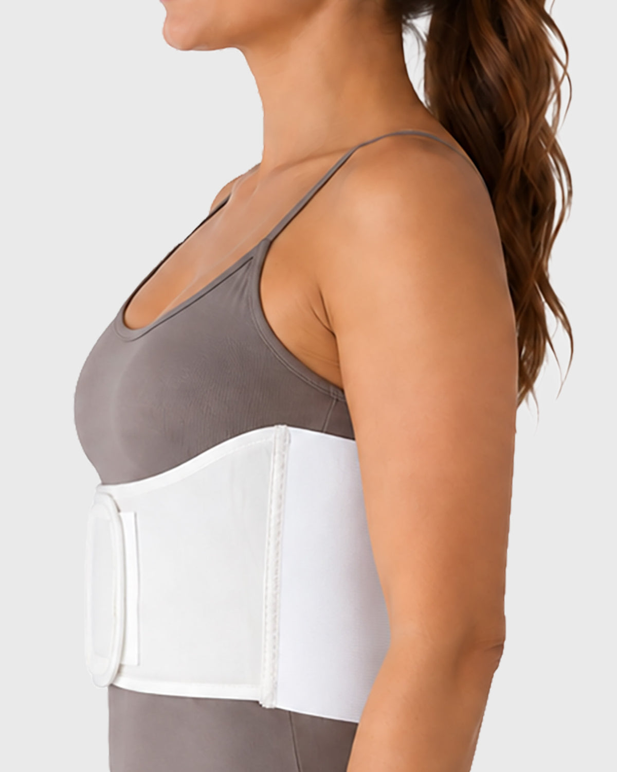 Side view of 6-inch female rib belt with breathable elastic construction for comfortable everyday support