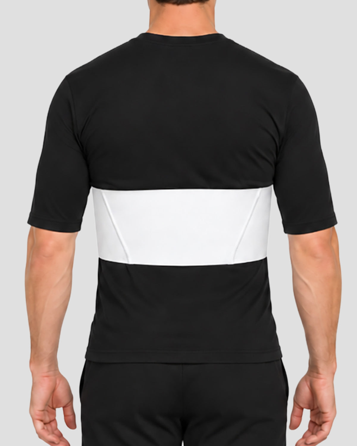 Rear view of 6-inch universal rib belt providing targeted compression and support for rib and sternum injuries