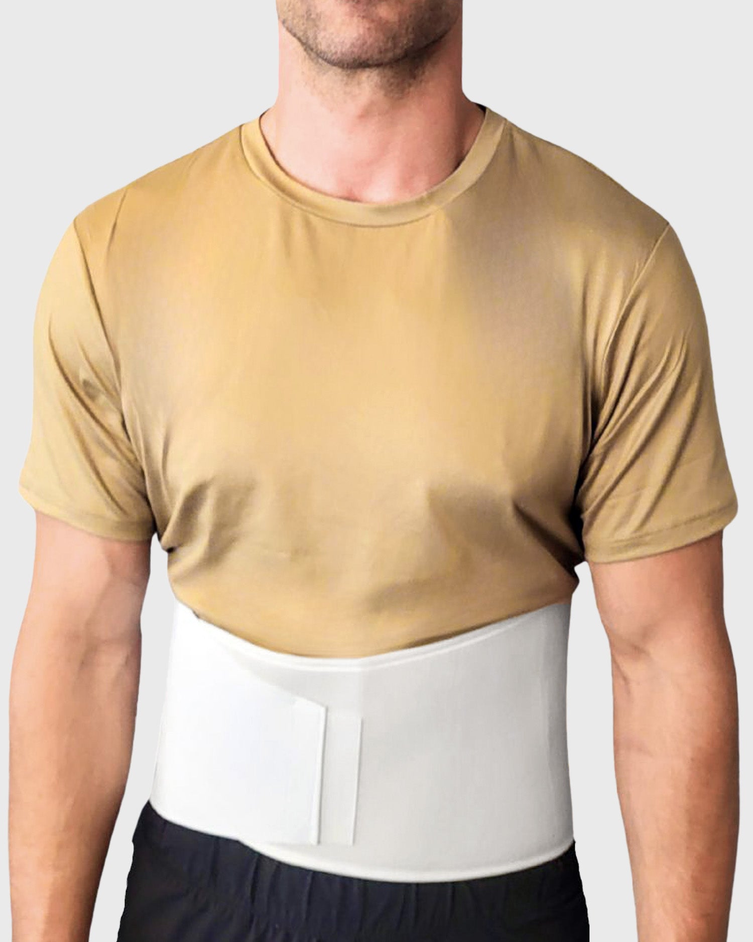 Front view of 6-inch universal rib belt with adjustable contact closure for rib fracture support and chest stabilization