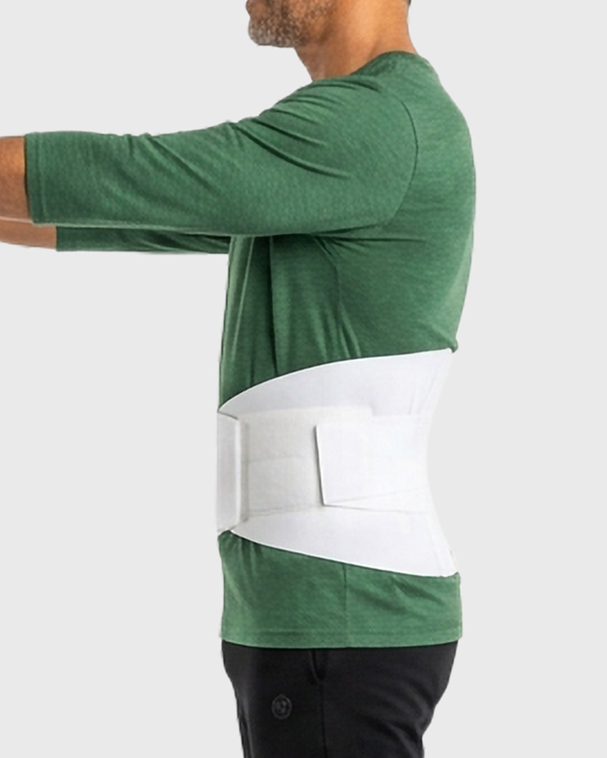 Side view of Double Pull Lumbar-Sacro Support with adjustable compression straps 
