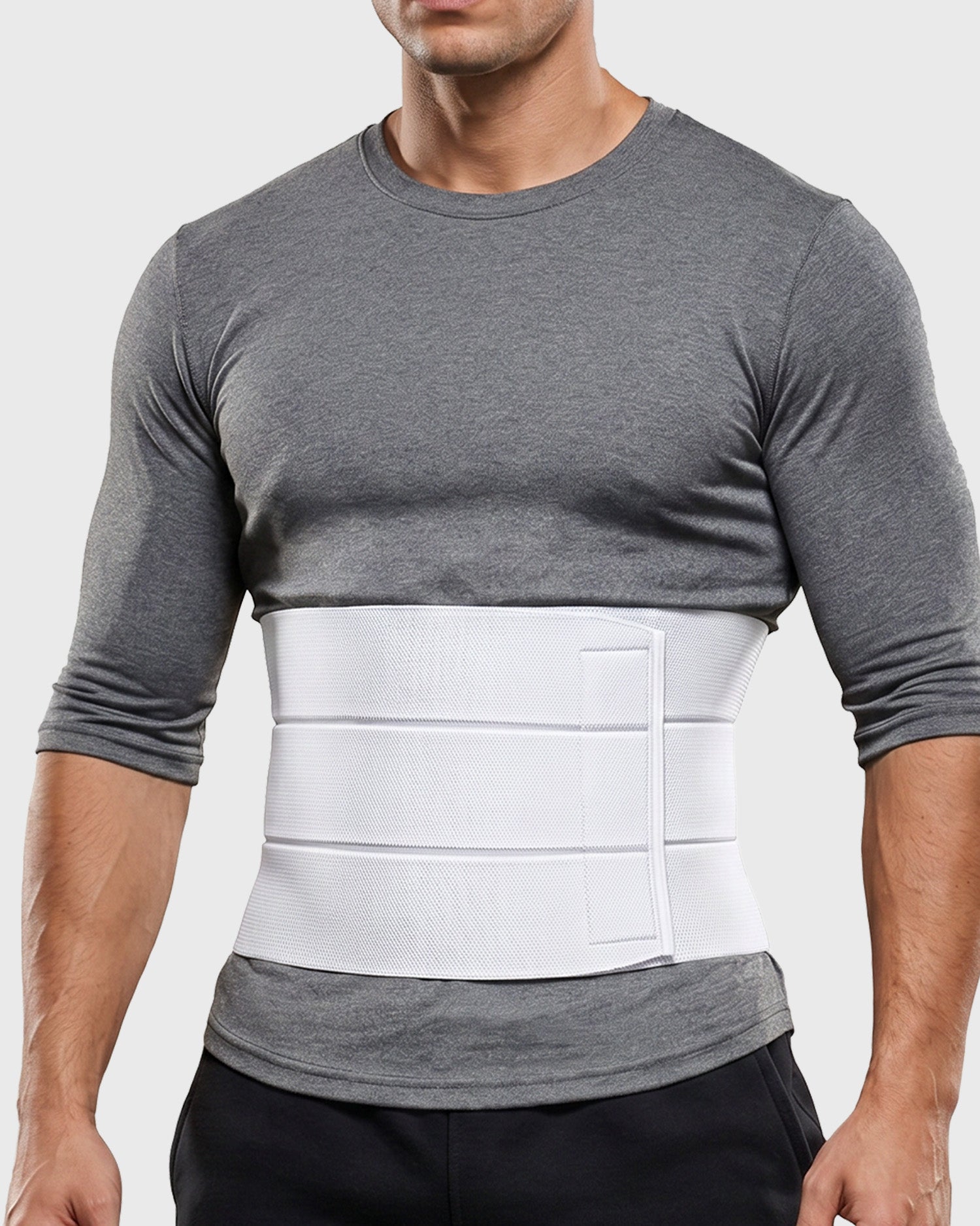 Frank Stubbs Universal Abdominal Binder 9" White - front view on white background