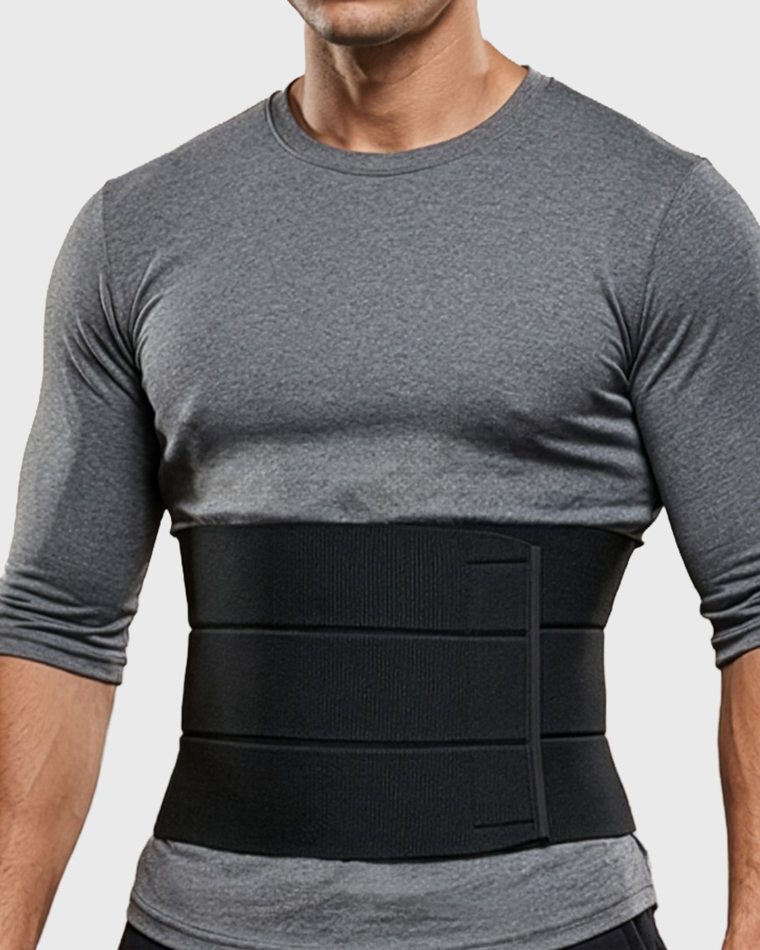 Frank Stubbs Universal Abdominal Binder 9" Black - side view demonstrating anti-roll construction