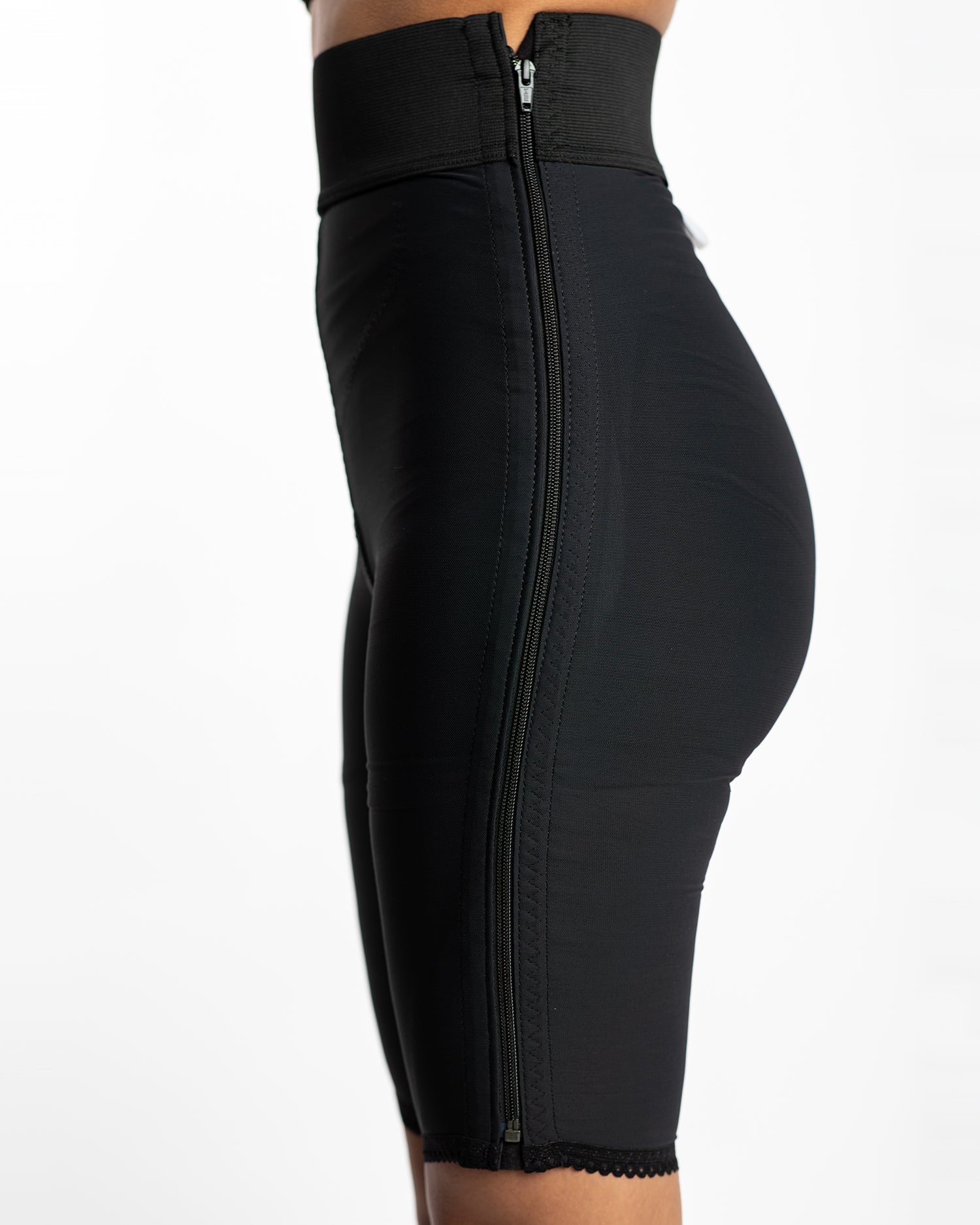 Compression Girdle Above Knee - Contact Closure with Zipper, Black (#2016)