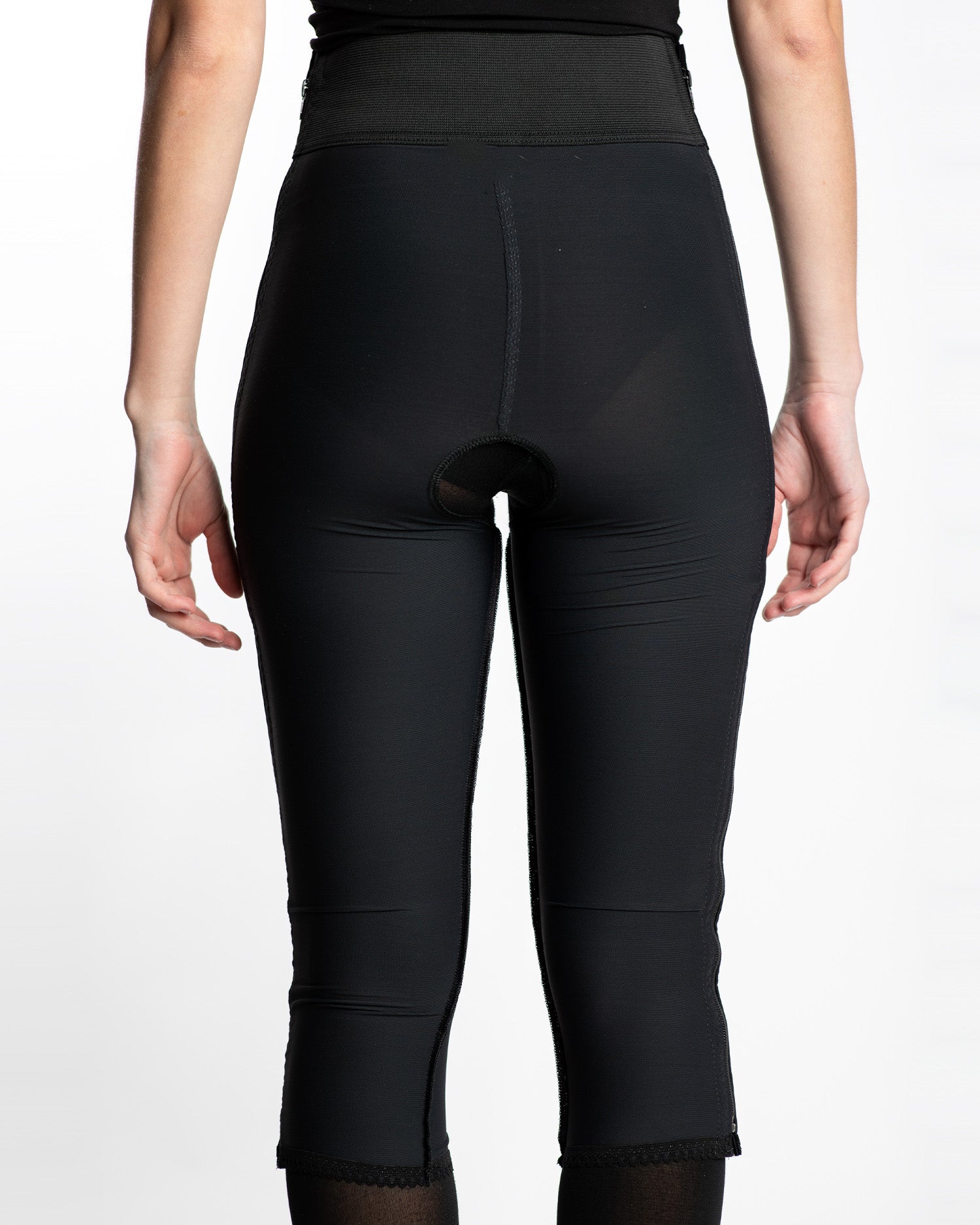 Compression Girdle Below Knee - Contact Closure with Zipper, Black