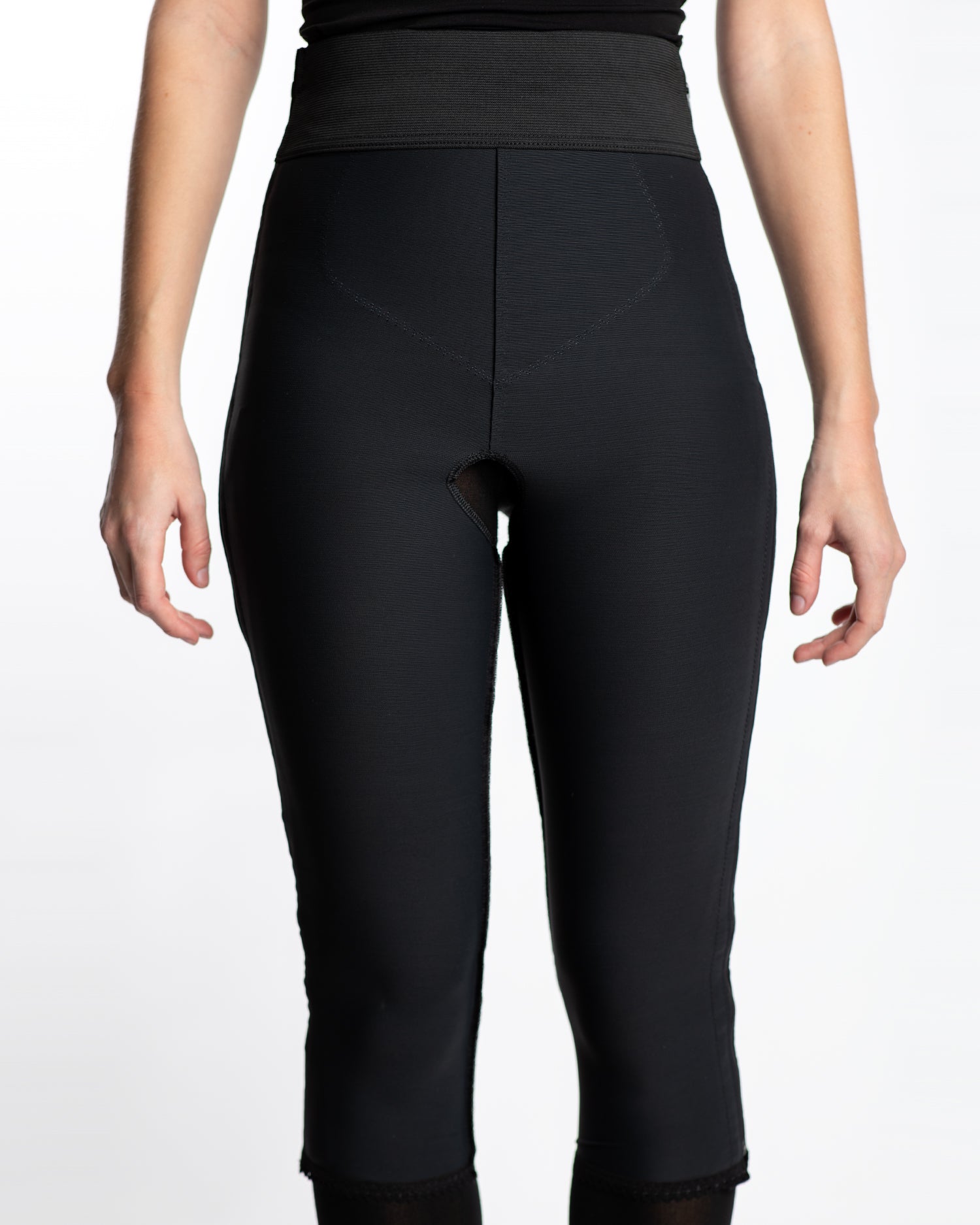 Compression Girdle Below Knee - Contact Closure with Zipper, Black (#2017)