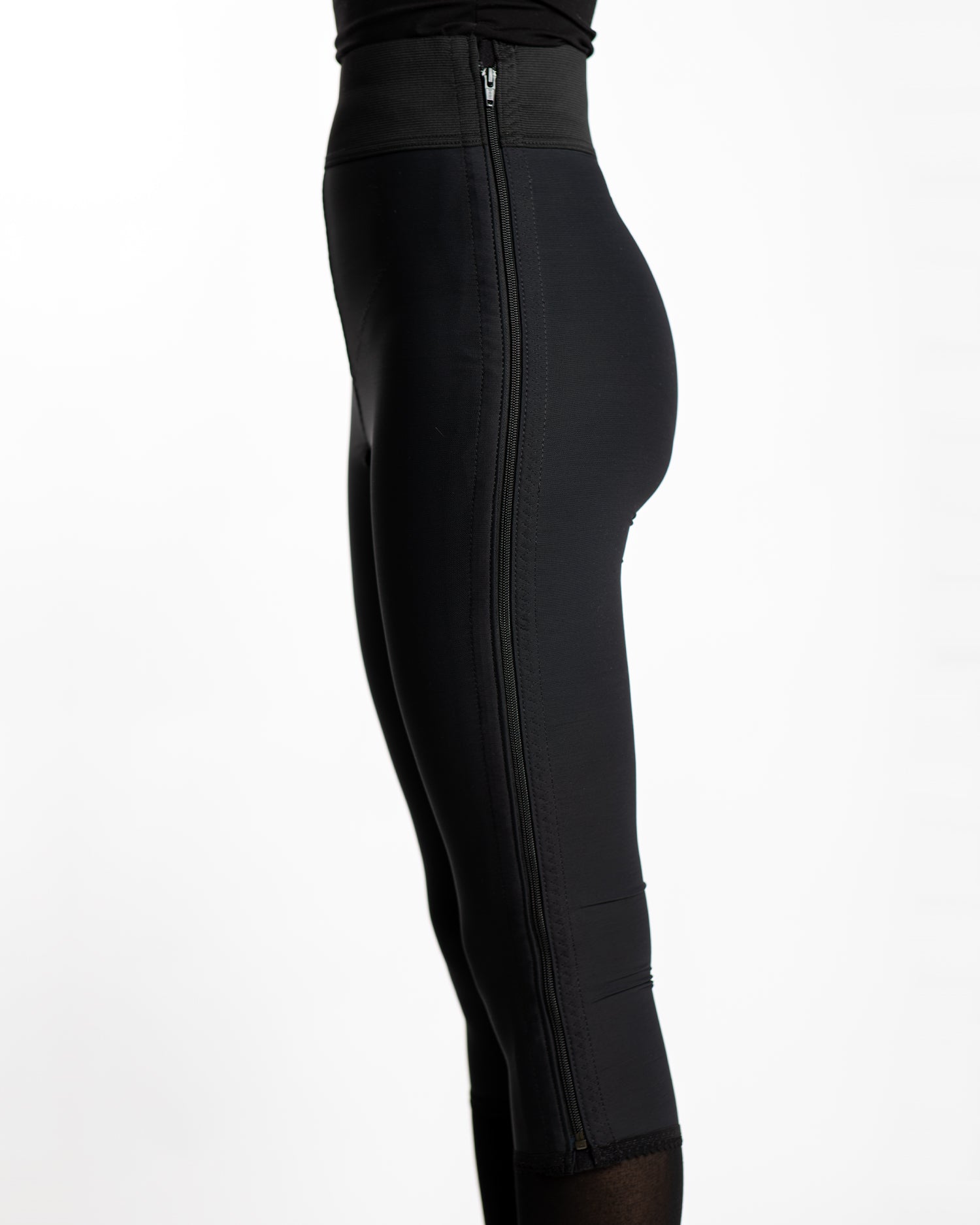 Compression Girdle Below Knee - Contact Closure with Zipper, Black (#2017)