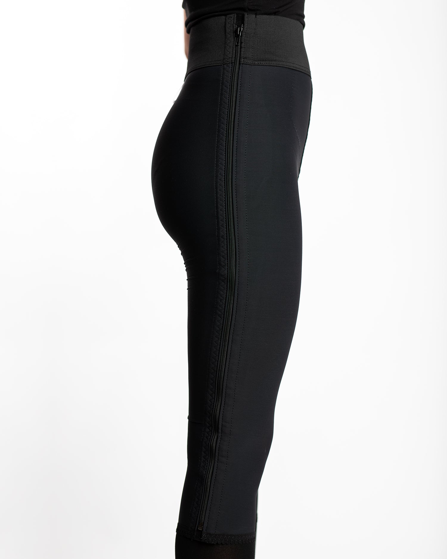 Compression Girdle Below Knee - Contact Closure with Zipper, Black (#2017)