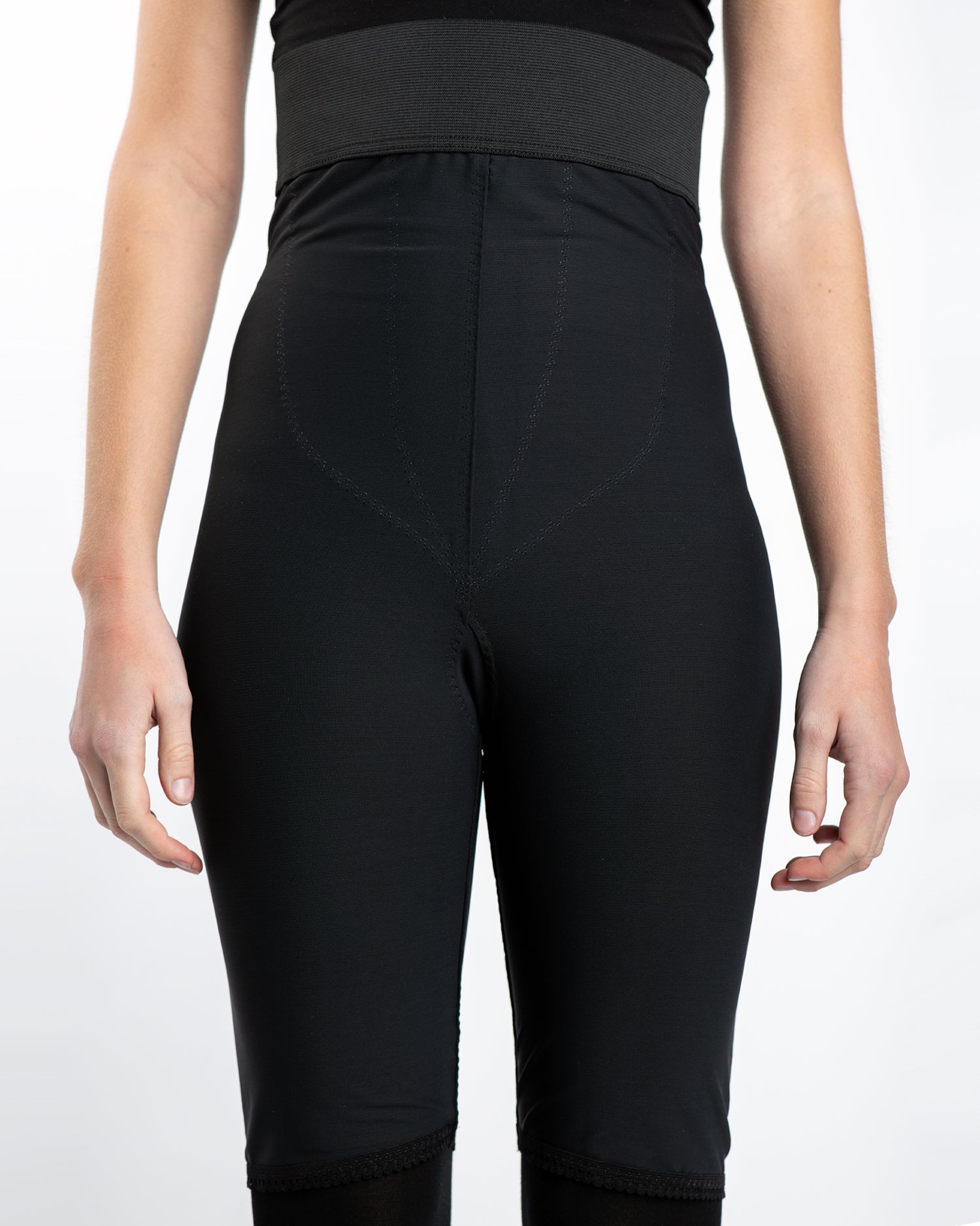 High Waist Compression Girdle Above Knee - 2nd Stage, Black (#2080)