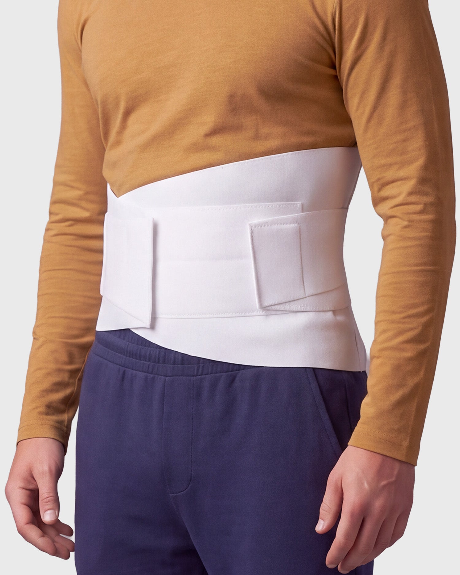 Side view of 10-inch Double Pull Elastic Criss Cross lumbar brace 