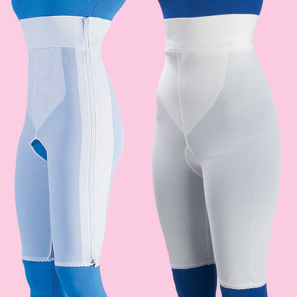High Waist Compression Girdle Above Knee - 2nd Stage, White (#2079